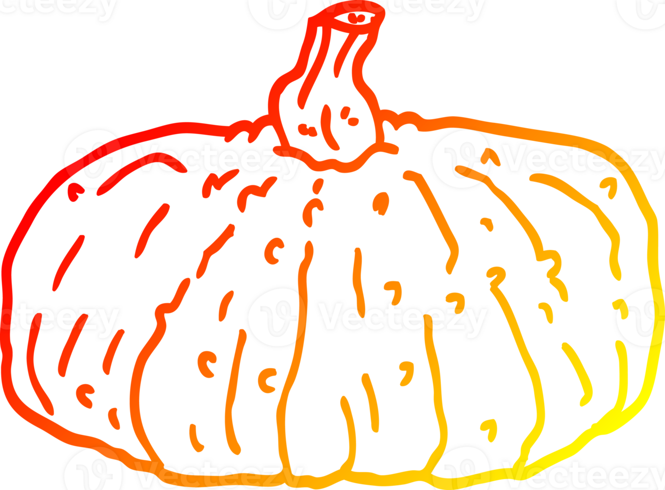 warm gradient line drawing of a cartoon pumpkin png