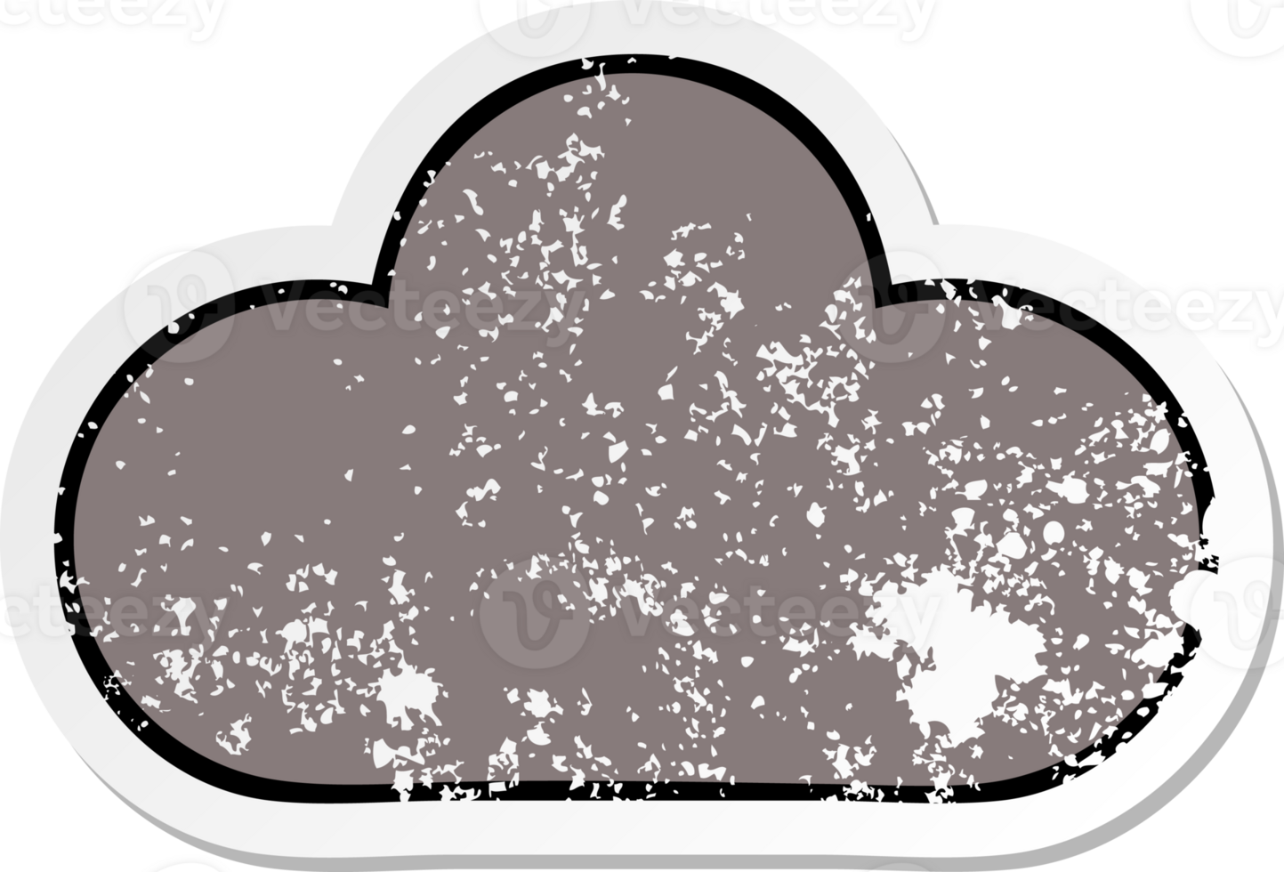 distressed sticker of a cute cartoon storm cloud png