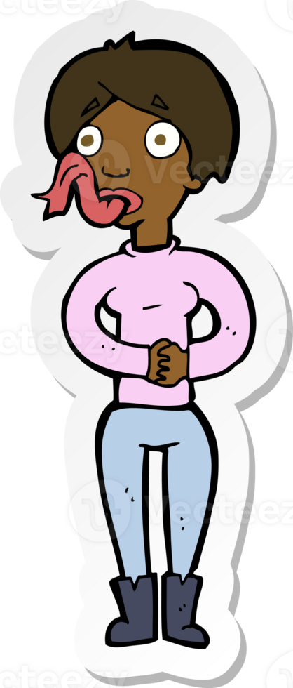 sticker of a cartoon woman with snake tongue png