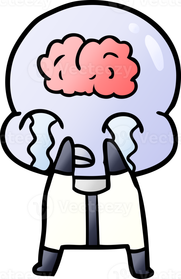 cartoon big brain alien crying png