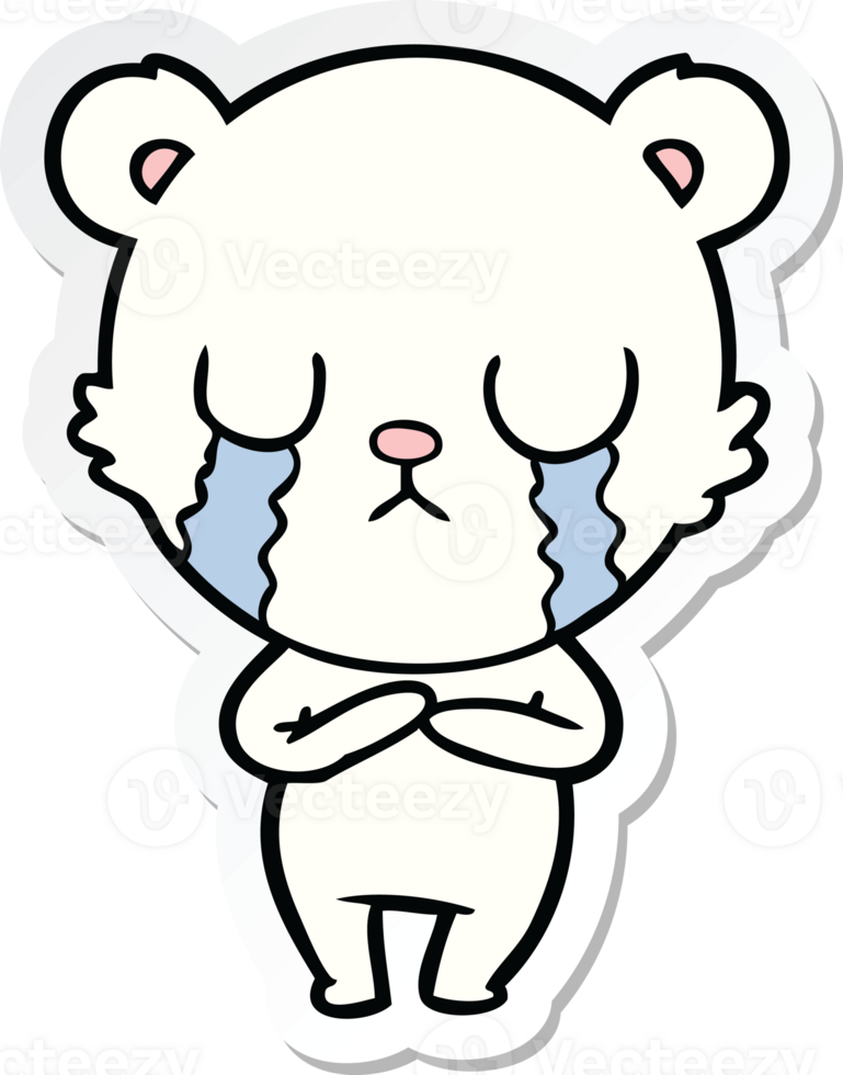 sticker of a crying polar bear cartoon png