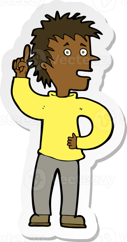 sticker of a cartoon boy with idea png