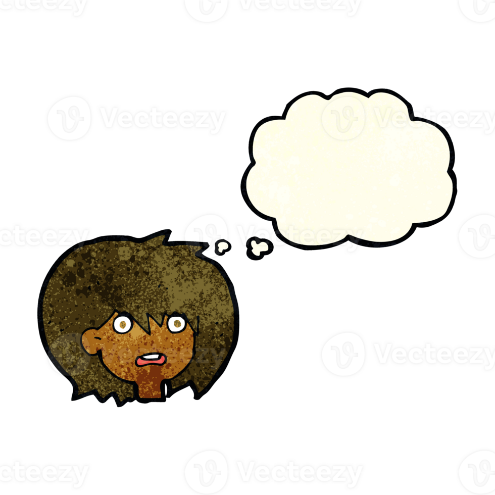 cartoon shocked expression  with thought bubble png