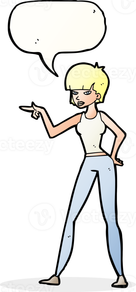 cartoon woman pointing with speech bubble png