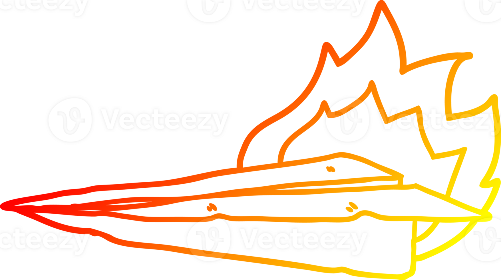 warm gradient line drawing of a cartoon burning paper airplane png