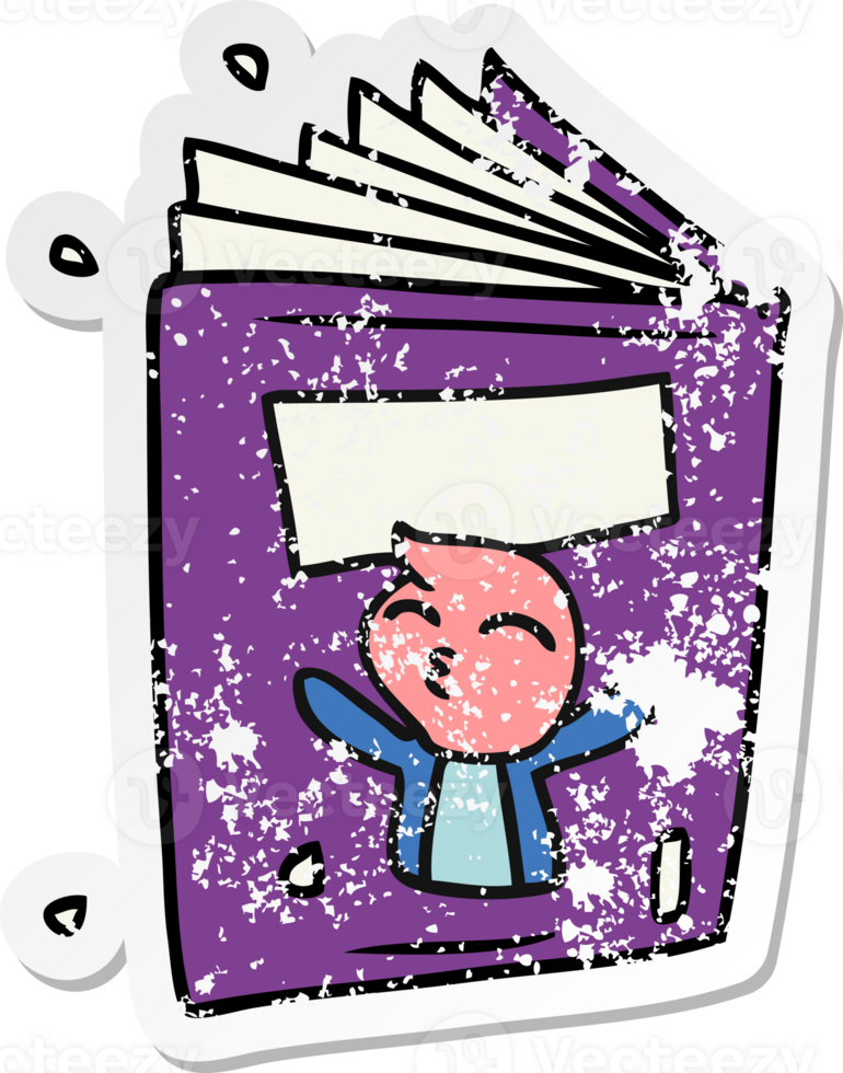 hand drawn distressed sticker cartoon doodle of a magazine png