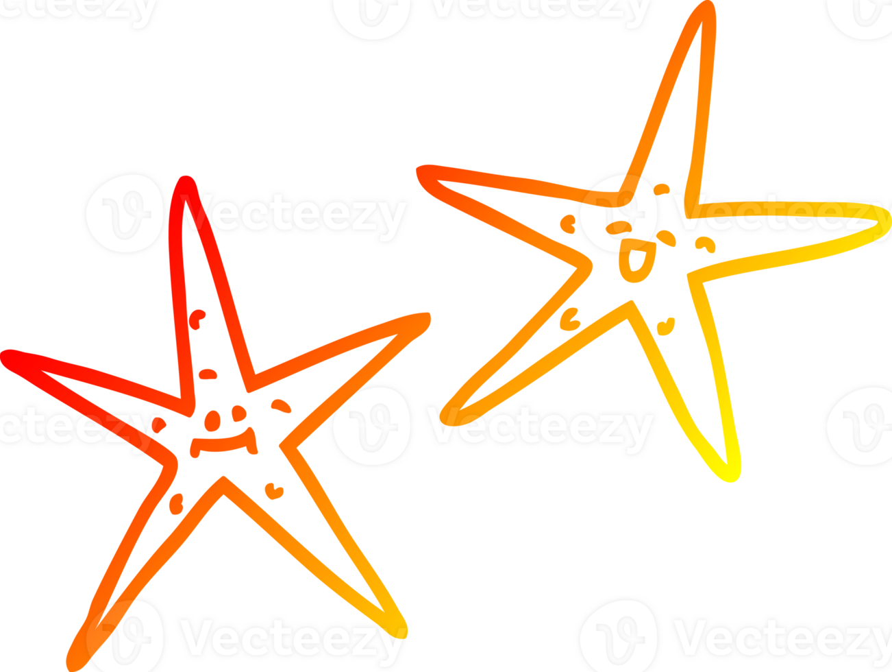 warm gradient line drawing of a cartoon star fish png