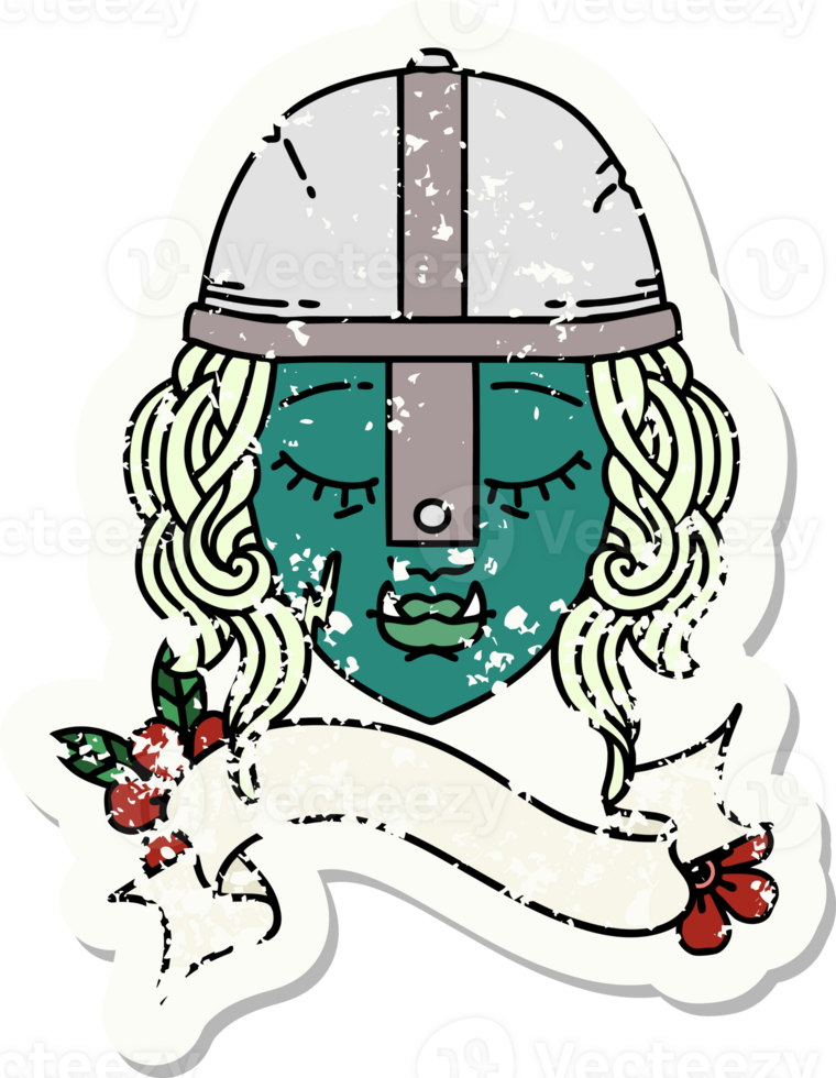 Retro Tattoo Style orc fighter character face png