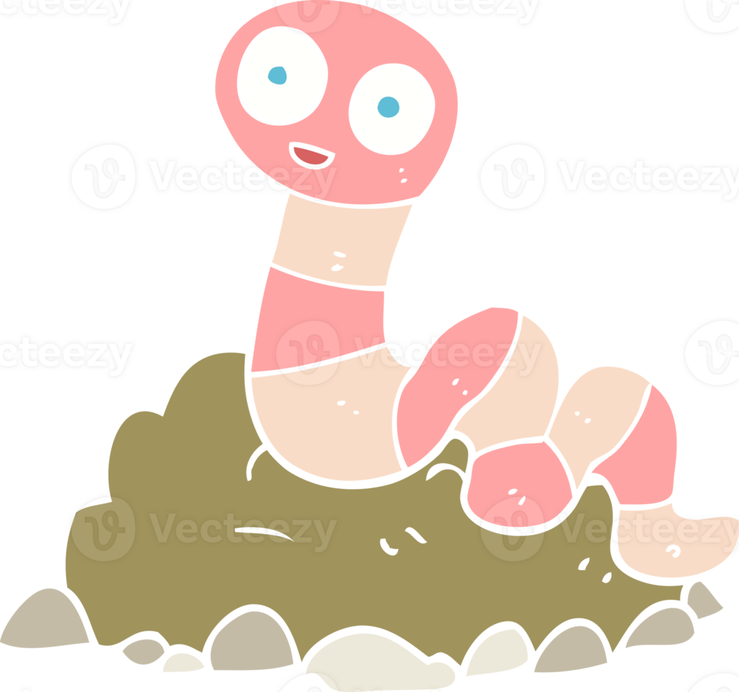 flat color illustration of earthworm png