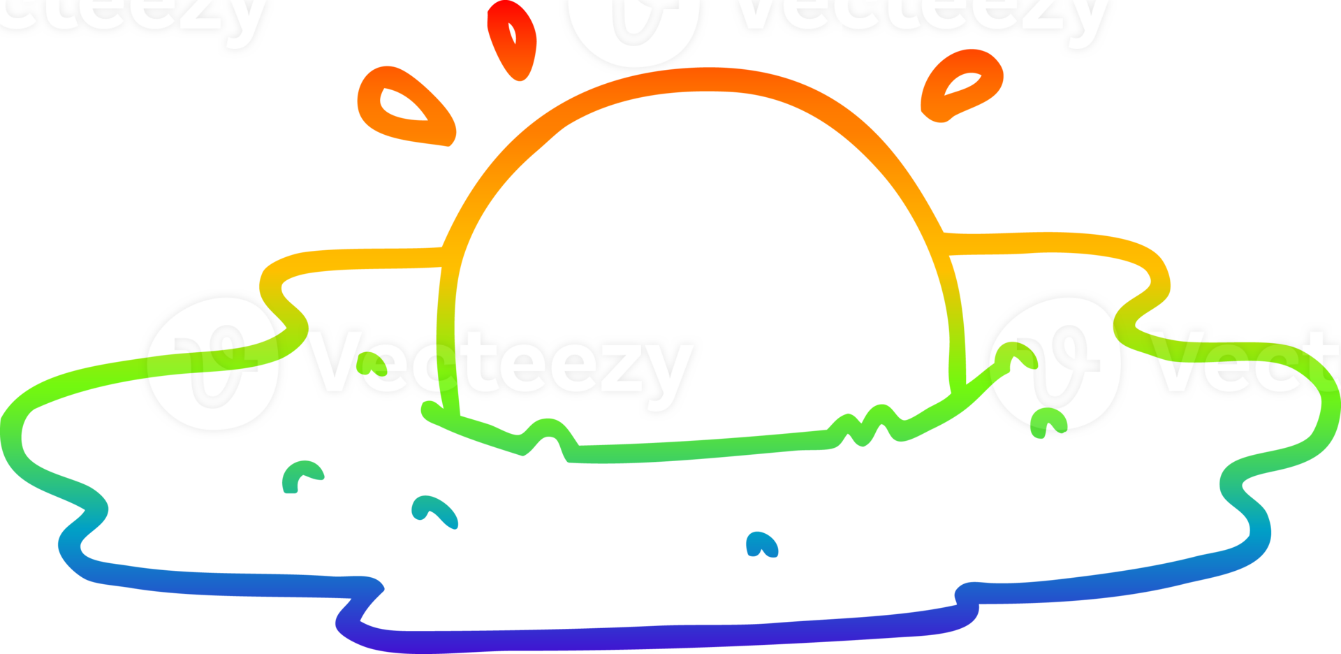 rainbow gradient line drawing of a cartoon fried egg png