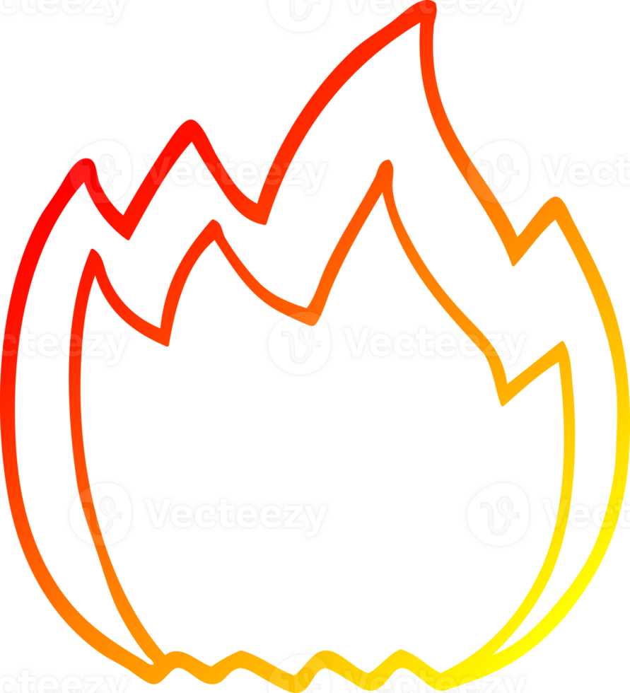 warm gradient line drawing of a cartoon open flame png