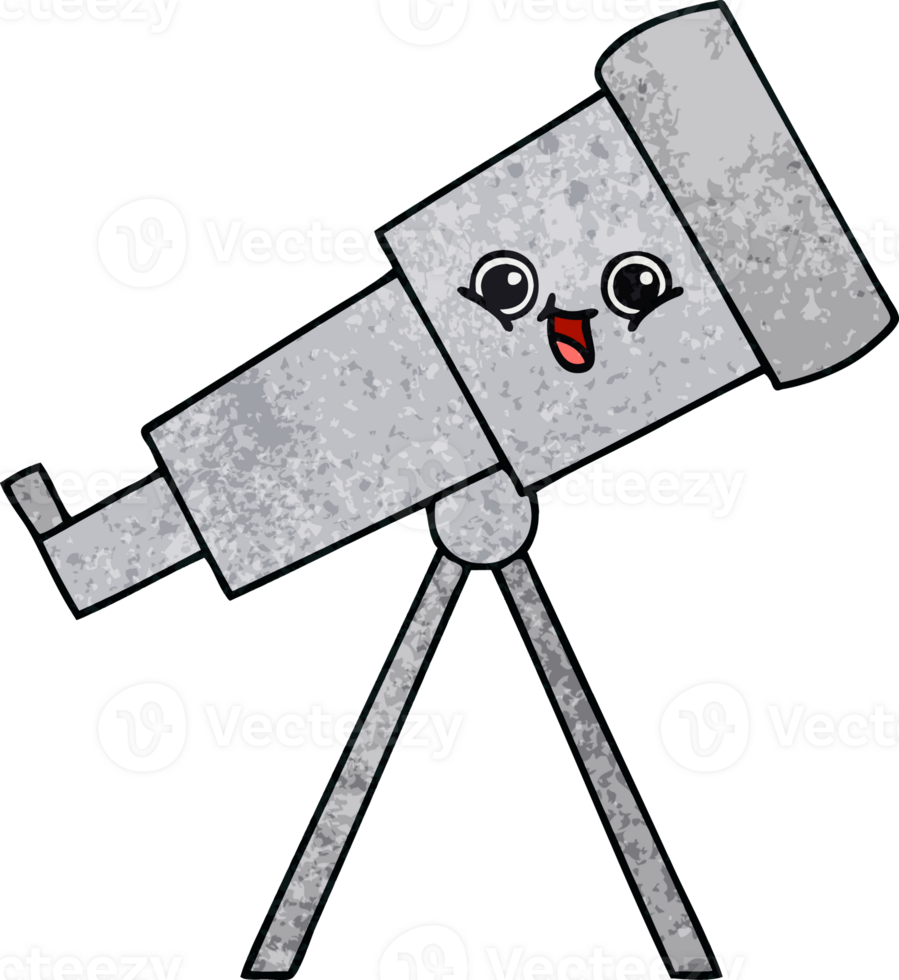 retro grunge texture cartoon of a telescope png