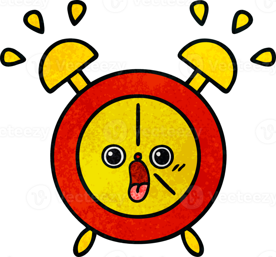 retro grunge texture cartoon of a alarm clock png