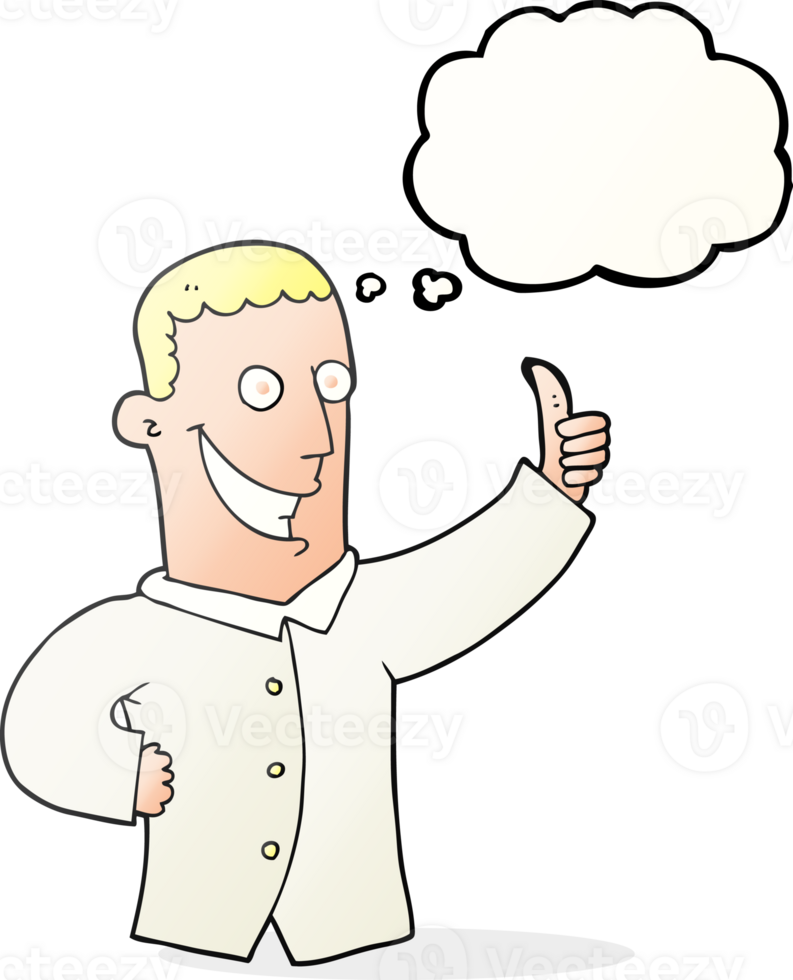 hand drawn thought bubble cartoon man giving approval png