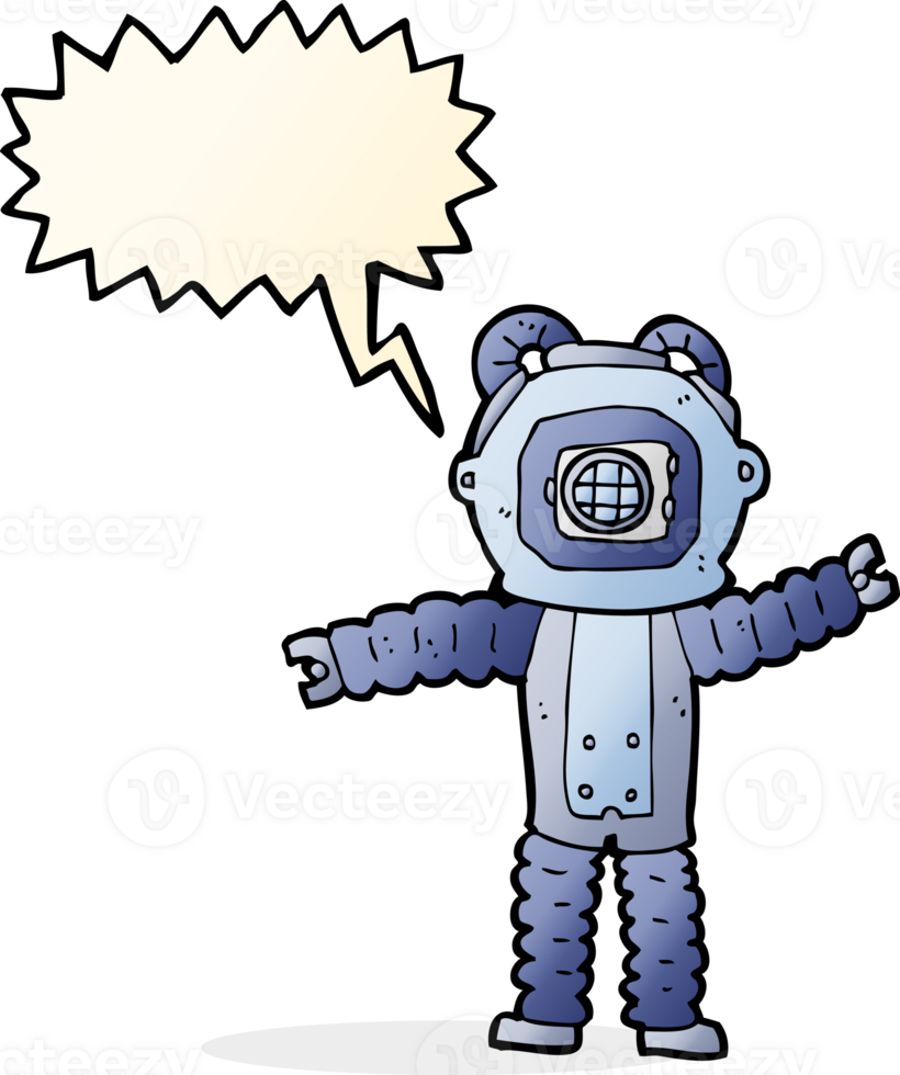 cartoon deep sea diver with speech bubble png