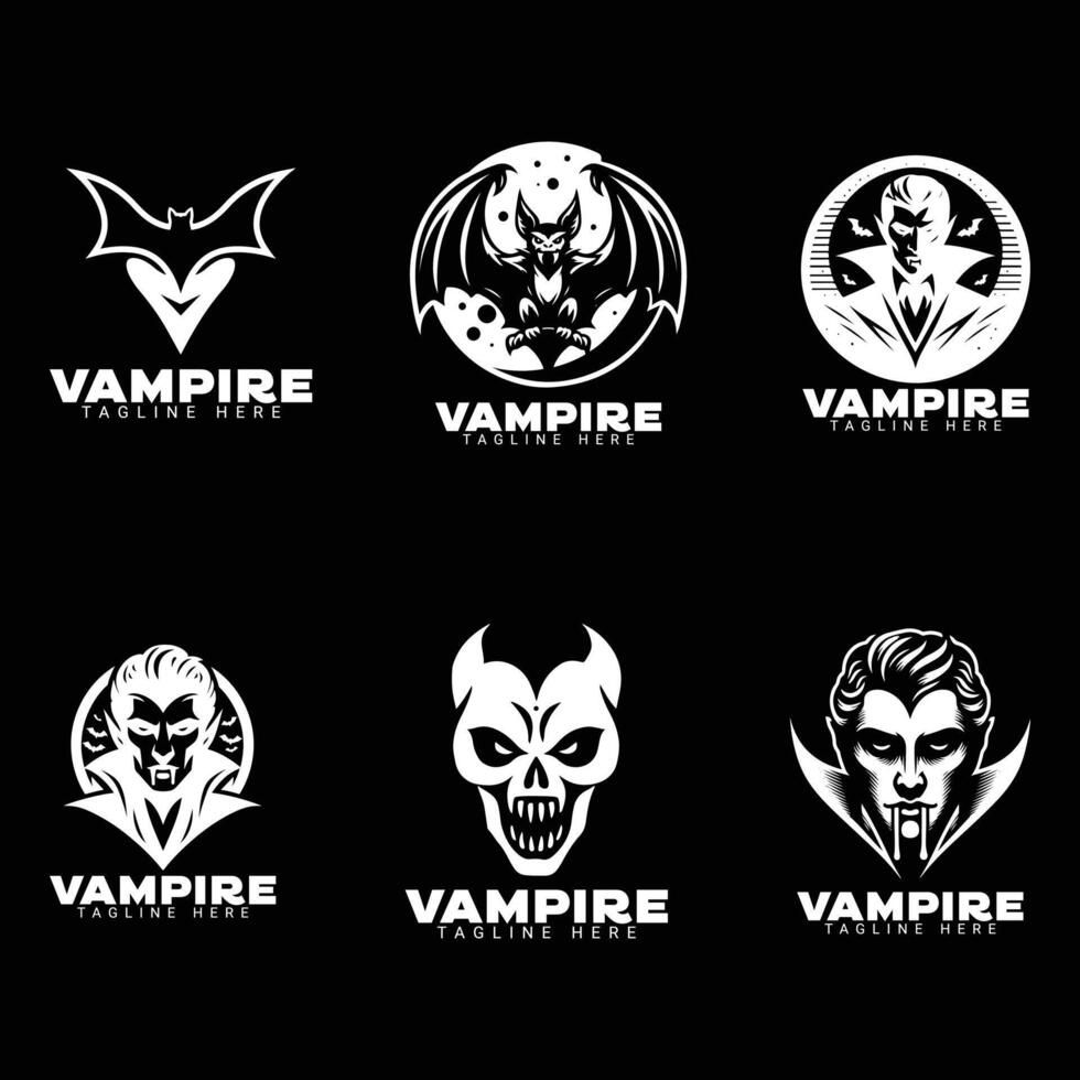 set of vampires minimal logo design, icon, illustration vector