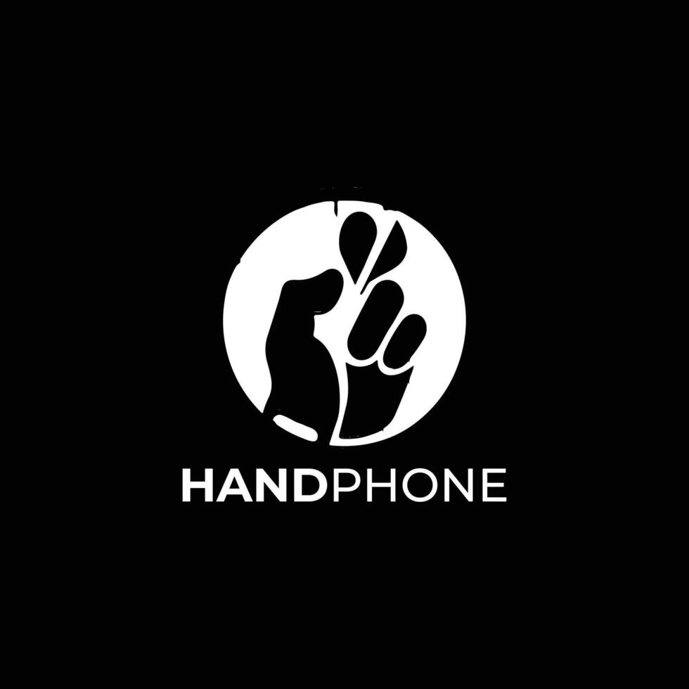 teléfono de mano logo diseño, icono, mínimo logo, negro y blanco color vector