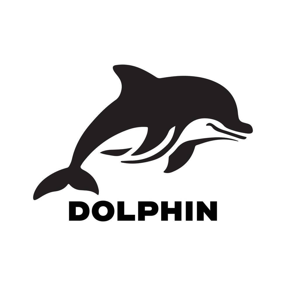 Dolphin jumping logo icon illustration on white background design style vector