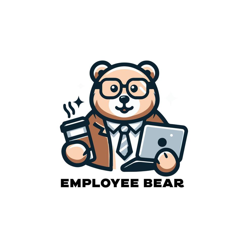 oso empleado ilustración, logo, icono, silueta diseño negro y blanco vector