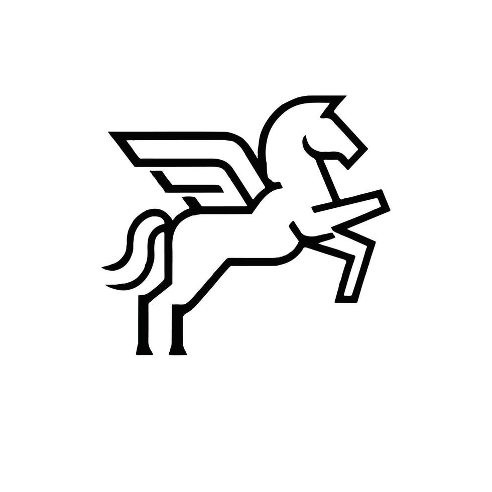 Pegasus, logo, icon, silhouette black and white color design vector