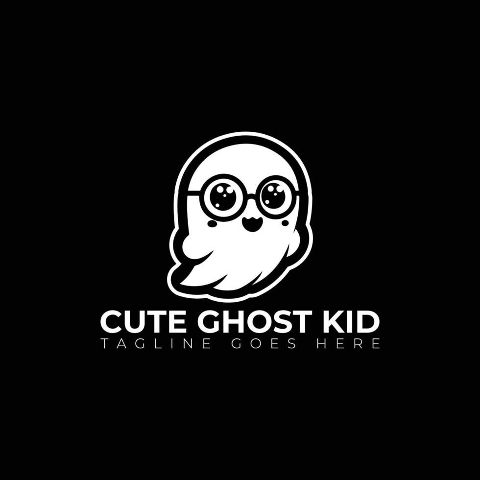 cute ghost kid logo, minimal logo, icon, illustration design vector