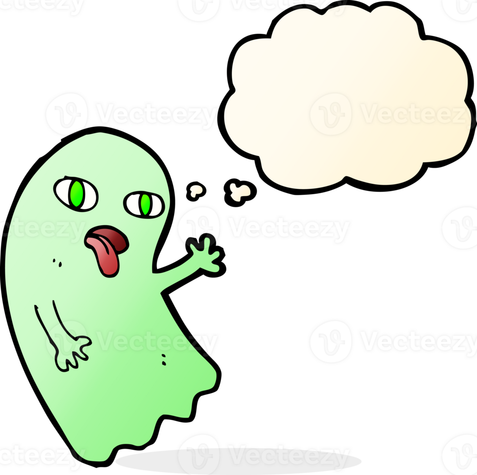 funny cartoon ghost with thought bubble png