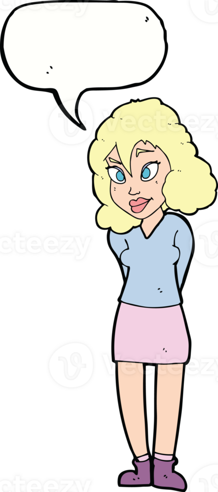 cartoon confused woman with speech bubble png