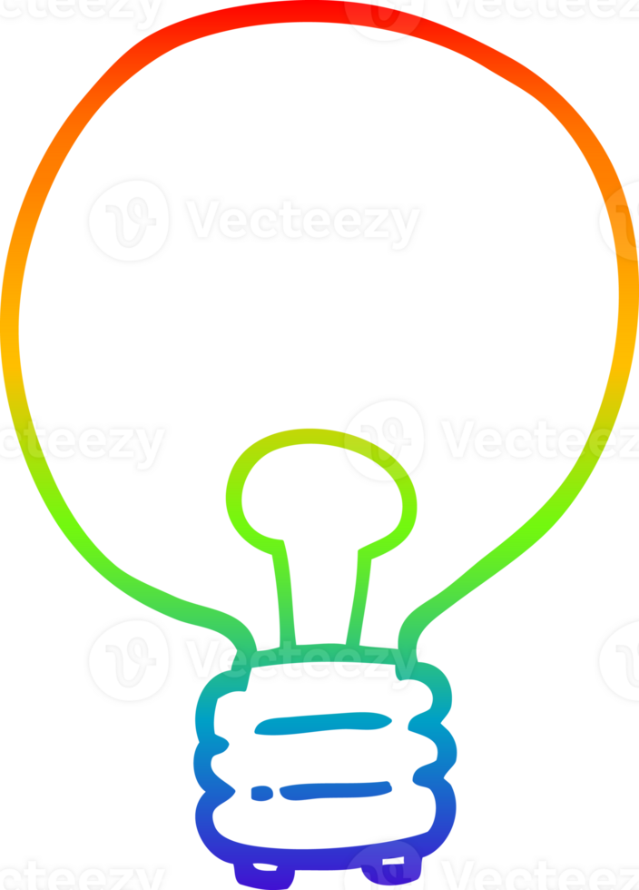 arc en ciel pente ligne dessin de une dessin animé lumière ampoule png