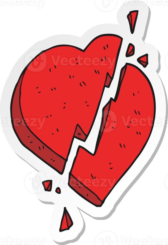 sticker of a cartoon broken heart symbol png