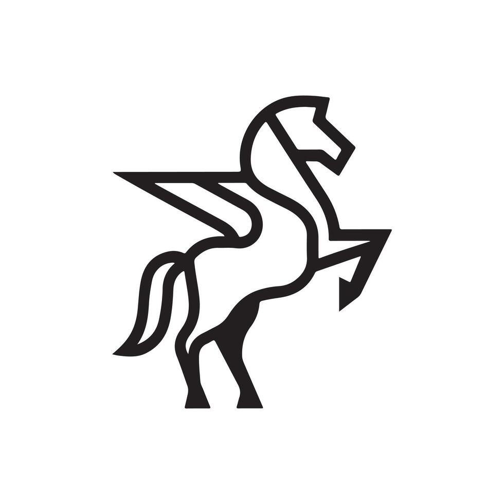 Pegasus, logo, icon, silhouette black and white color design vector
