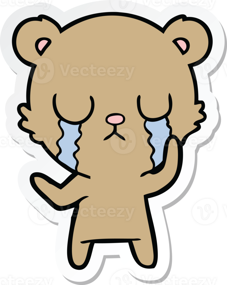 sticker of a crying cartoon bear png