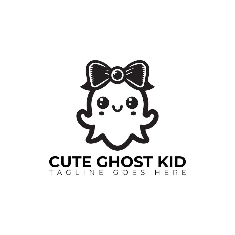 cute ghost kid logo, minimal logo, icon, illustration design vector