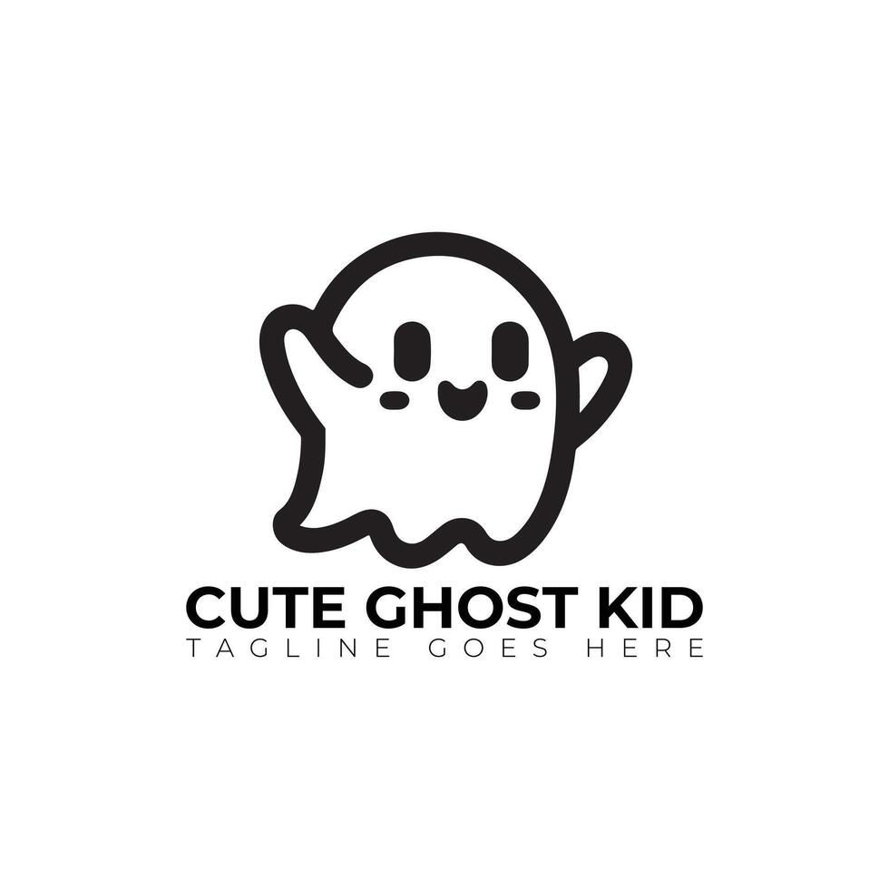 cute ghost kid logo, minimal logo, icon, illustration design vector