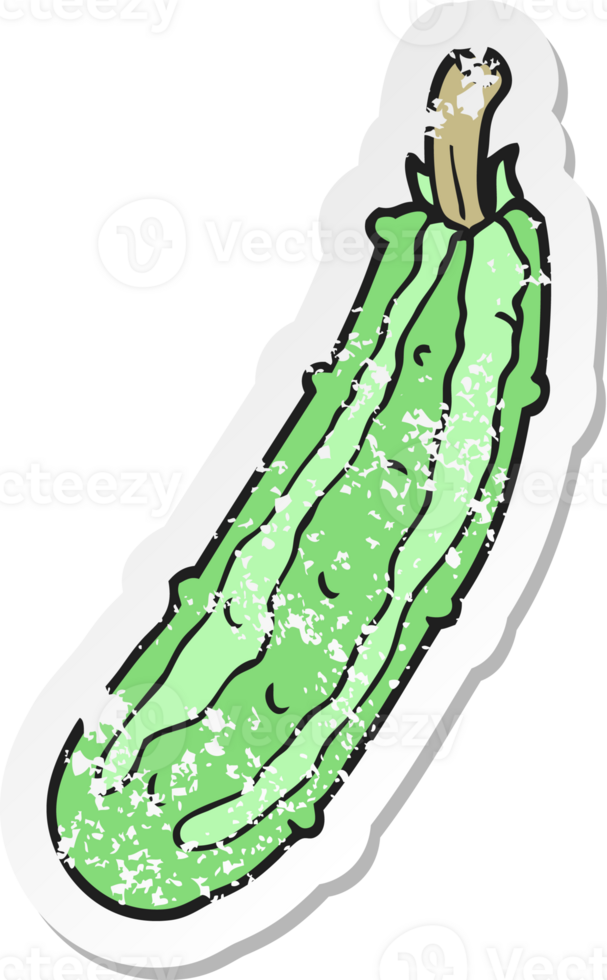 retro distressed sticker of a cartoon zucchini png