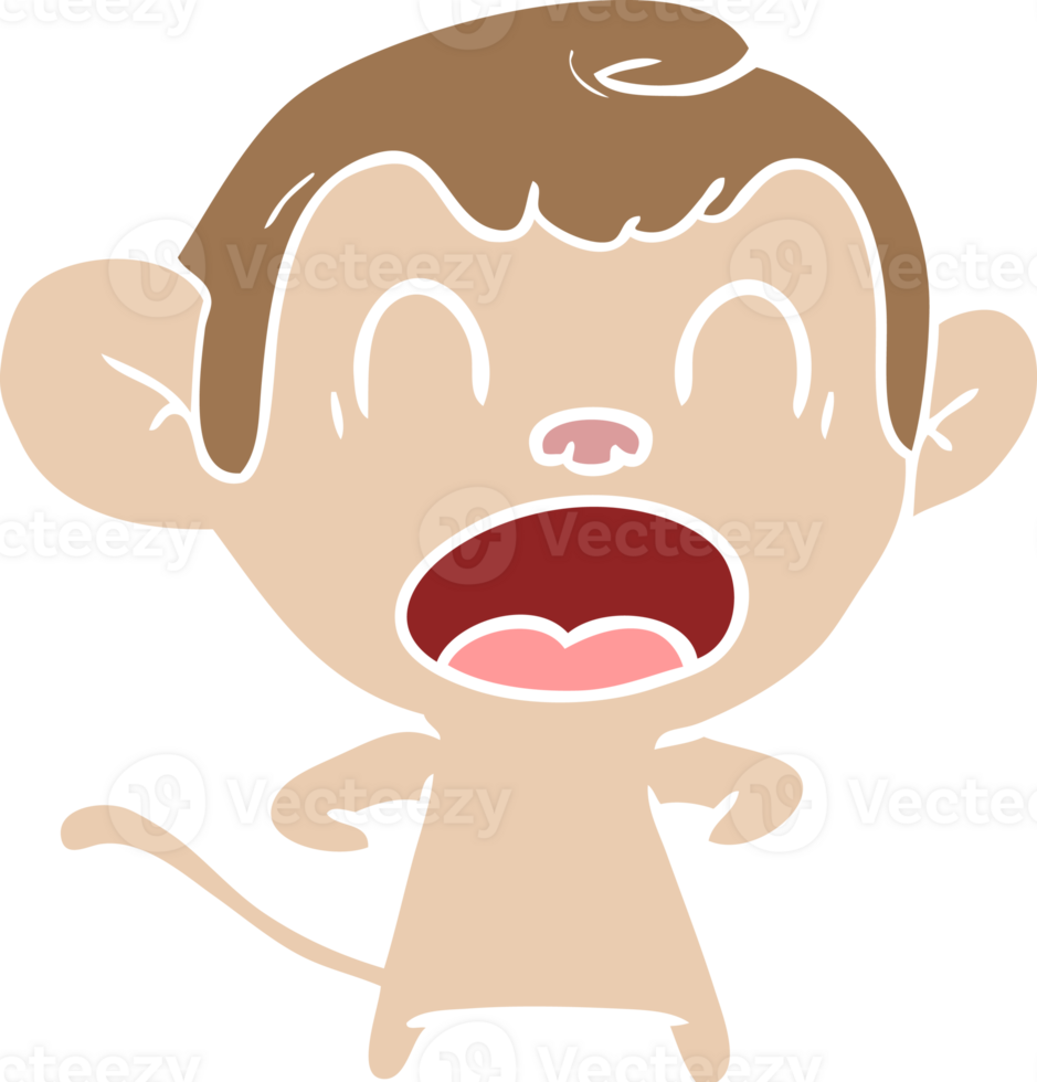 shouting flat color style cartoon monkey png