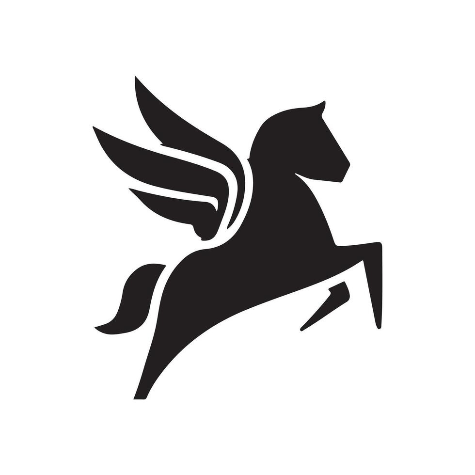 Pegasus, logo, icon, silhouette black and white color design vector