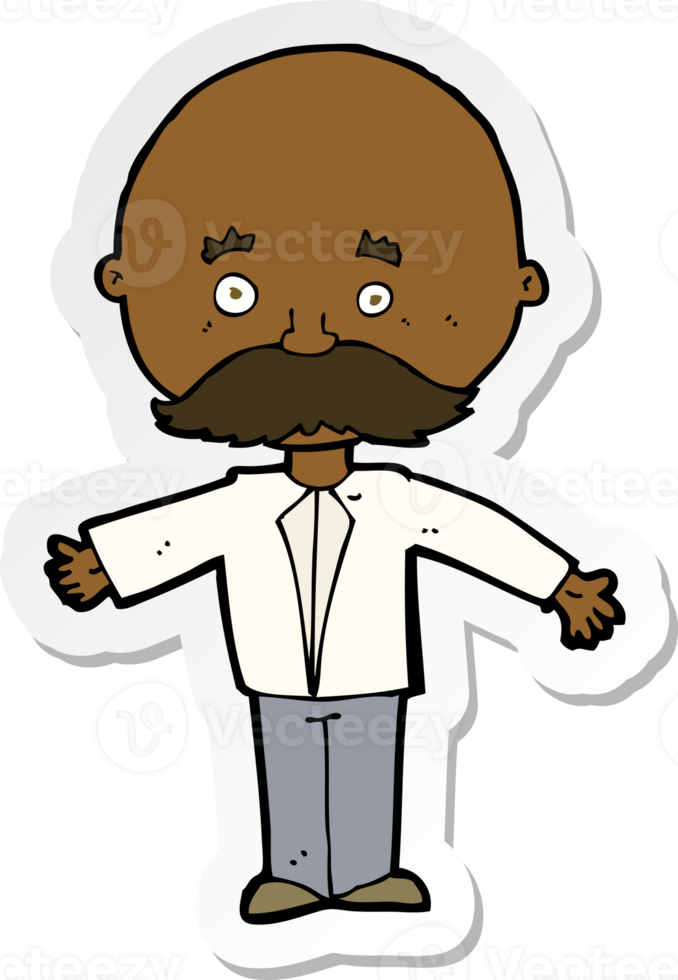 sticker of a cartoon man with mustache png