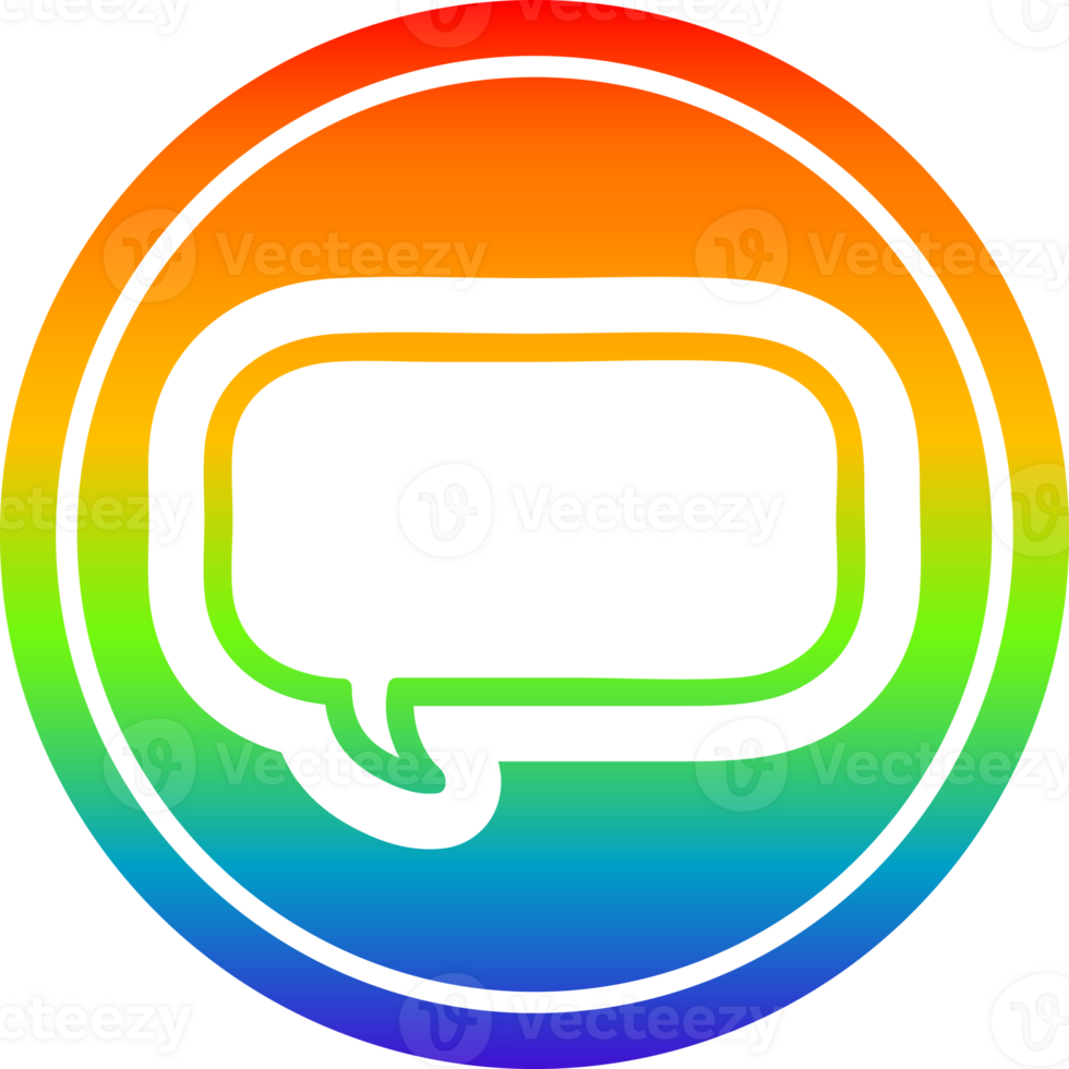 speech bubble circular icon with rainbow gradient finish png