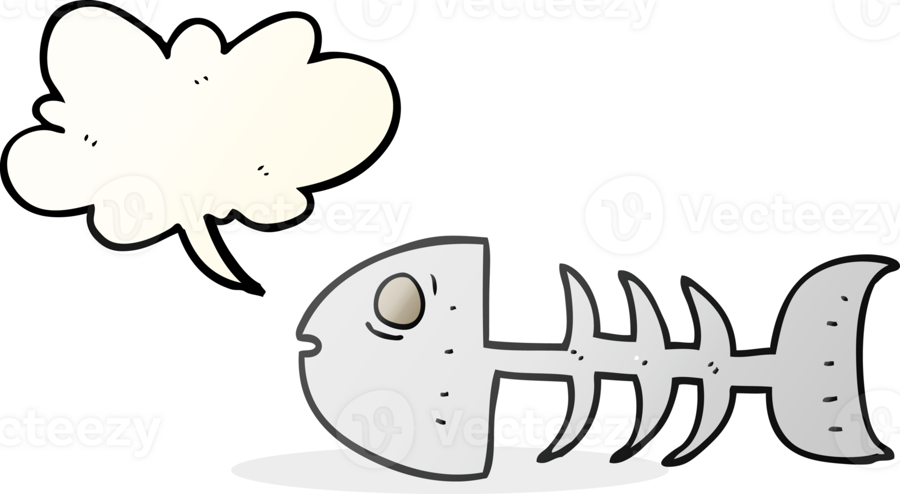hand drawn speech bubble cartoon fish bones png