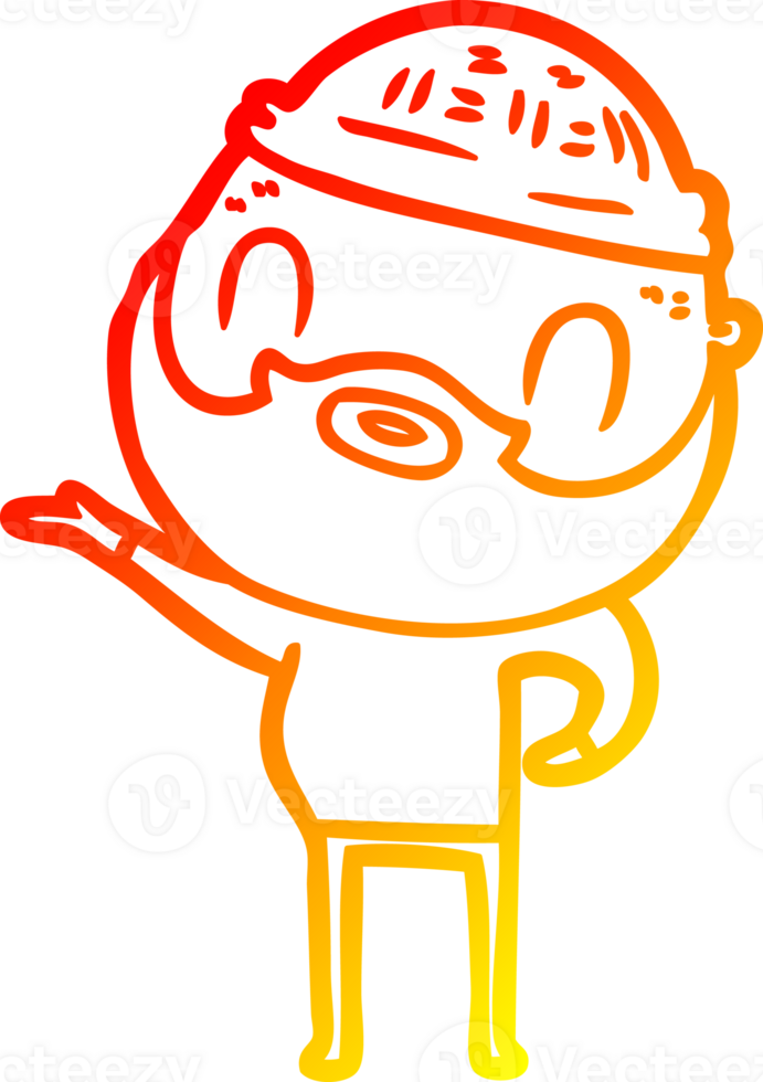 warm gradient line drawing of a cartoon bearded man png