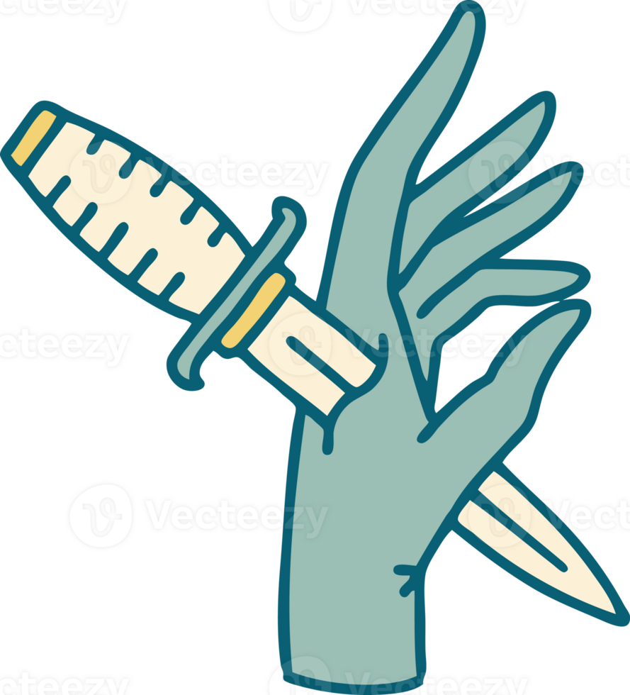 iconic tattoo style image of a dagger in the hand png