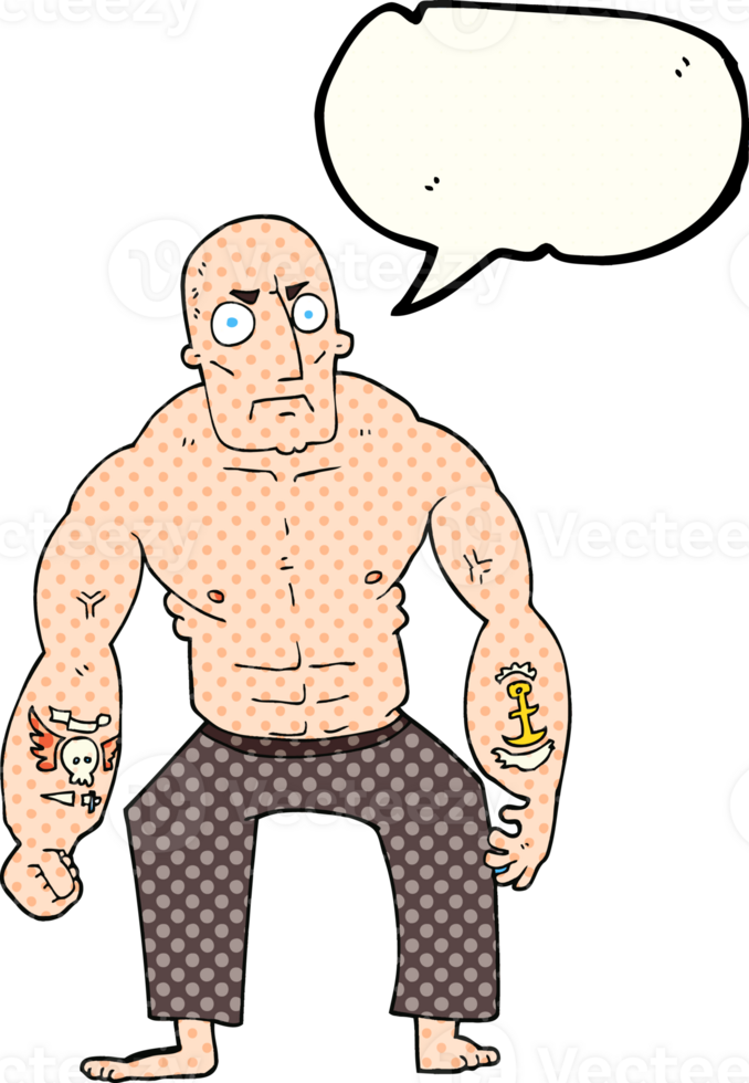 hand drawn comic book speech bubble cartoon tough man png