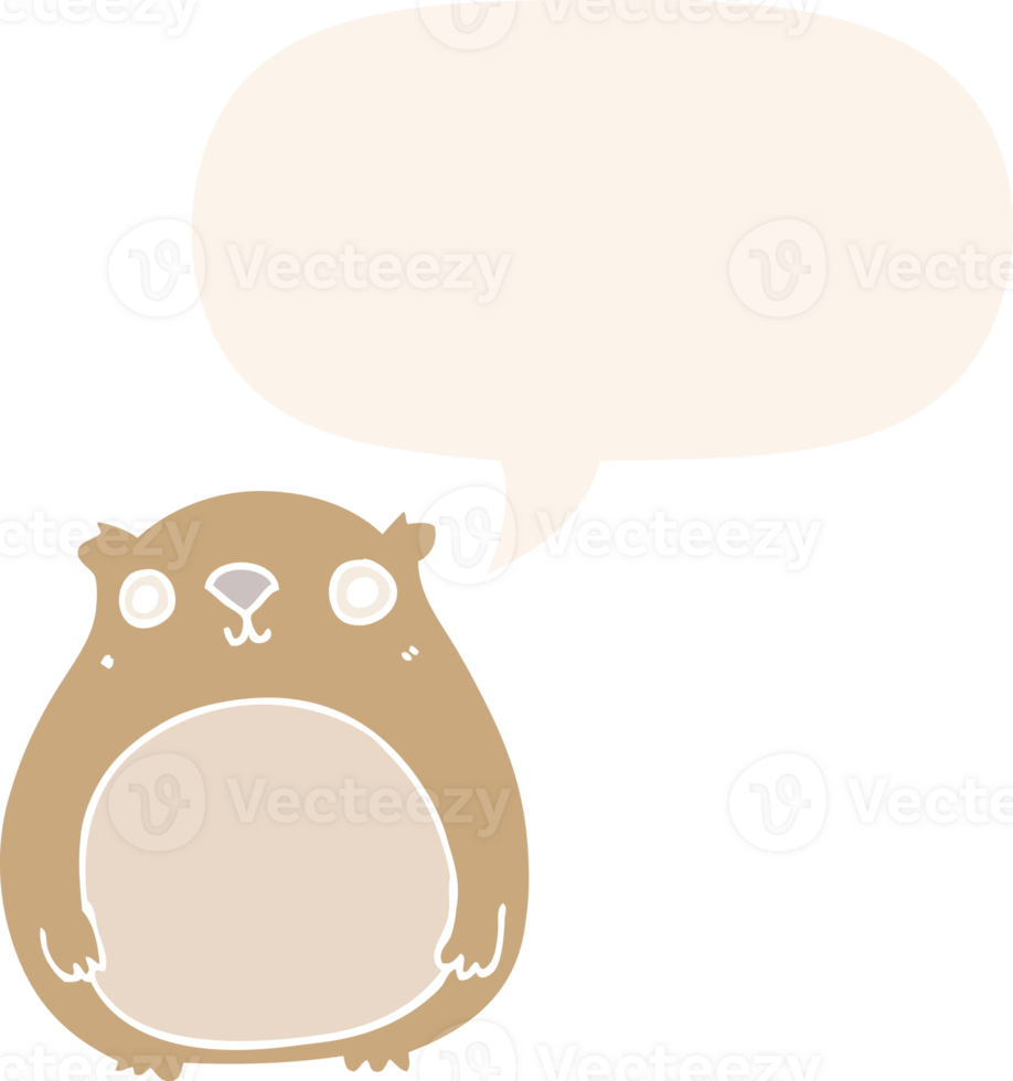 cartoon bear with speech bubble in retro style png