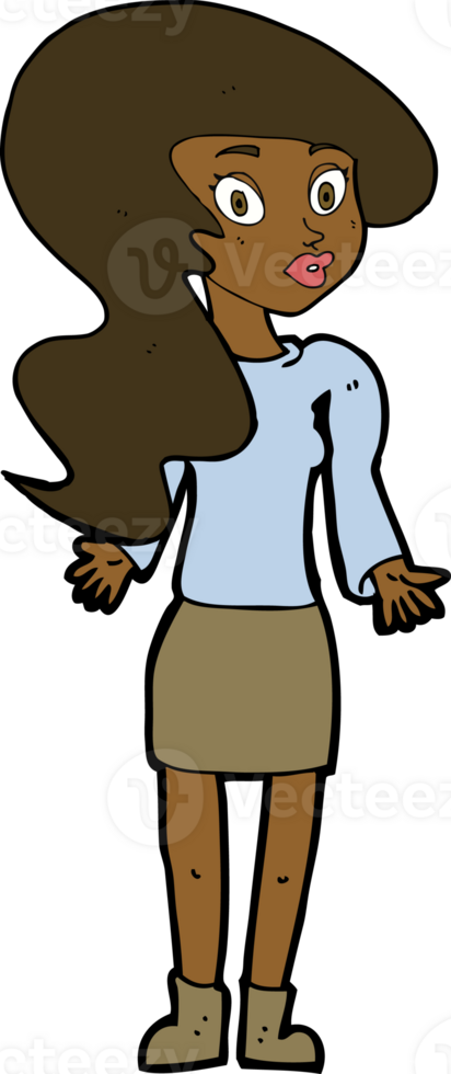 cartoon woman shrugging shoulders png