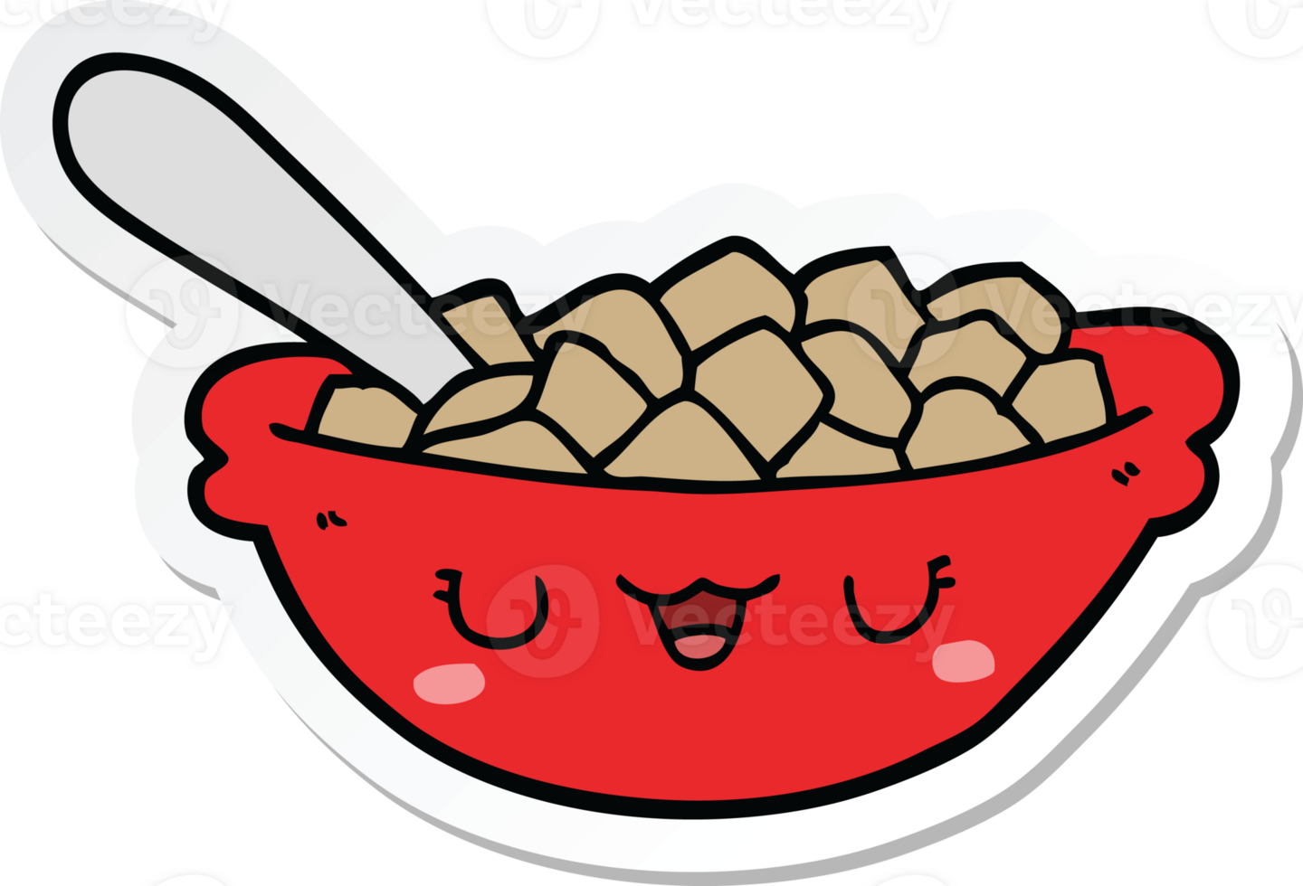 sticker of a cute cartoon bowl of cereal png