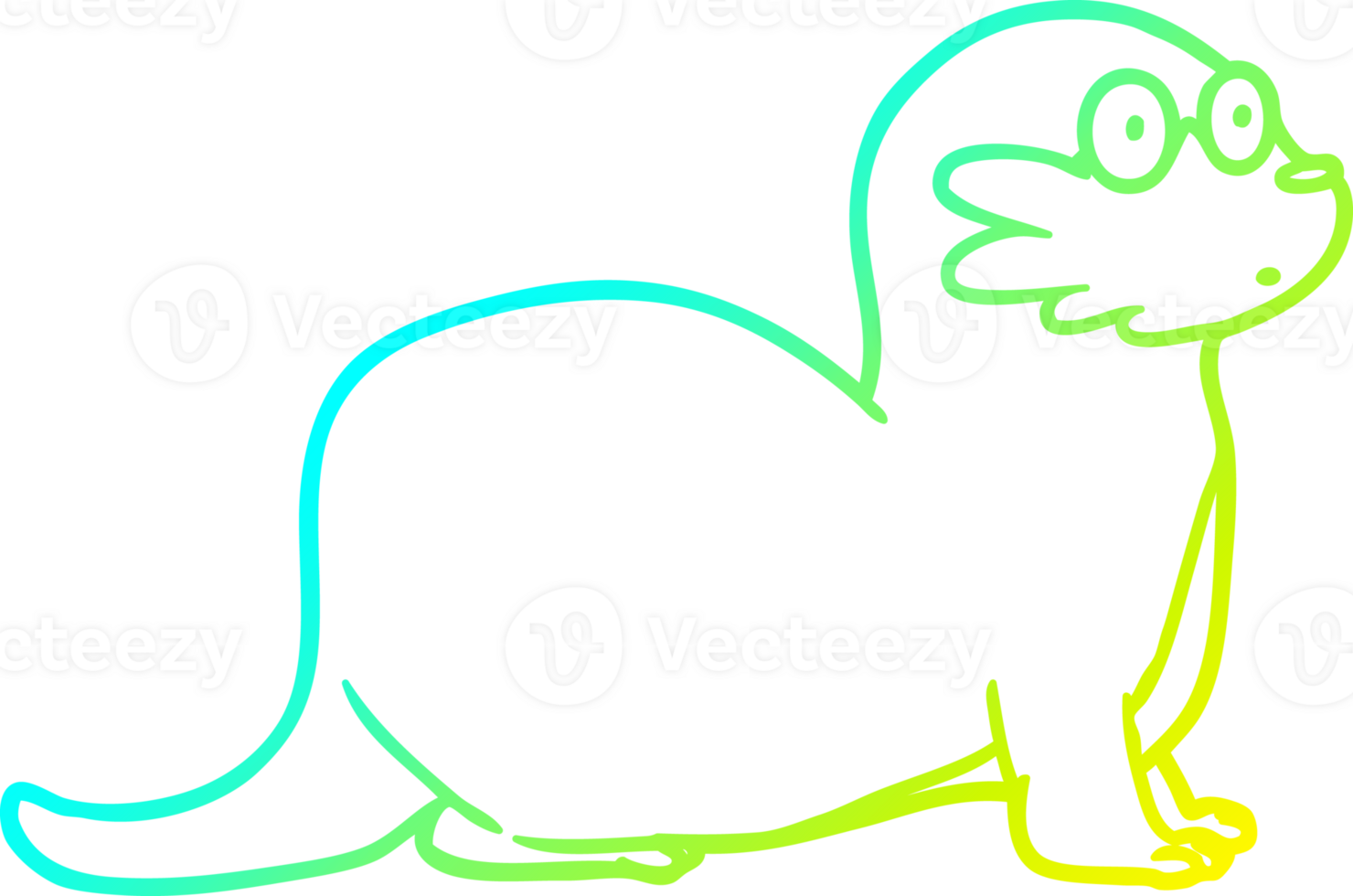 cold gradient line drawing of a cartoon otter png