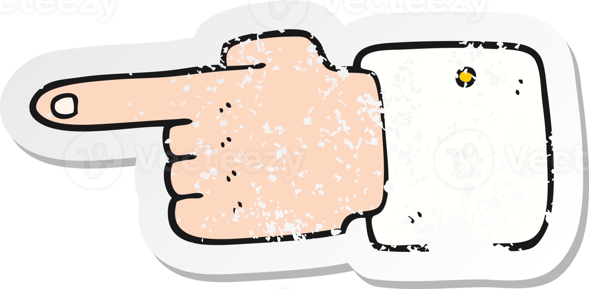 retro distressed sticker of a cartoon pointing hand png