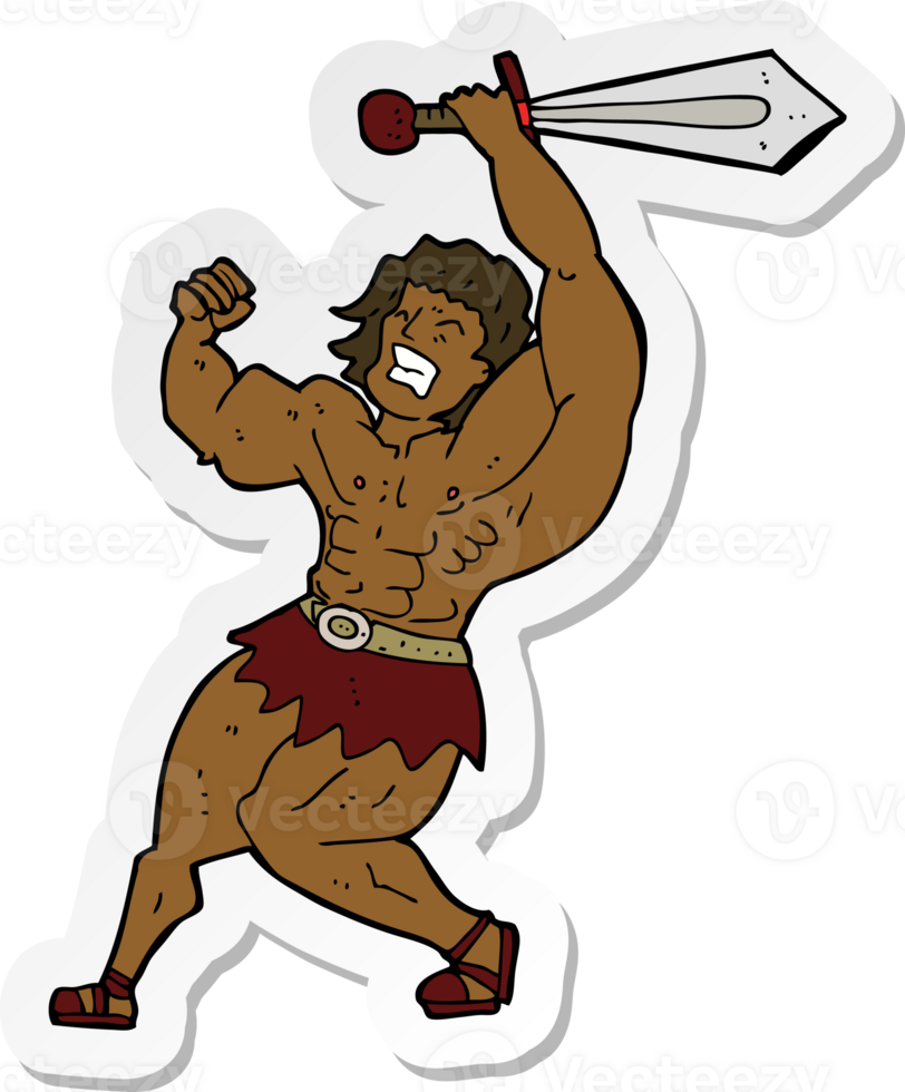 sticker of a cartoon barbarian hero png