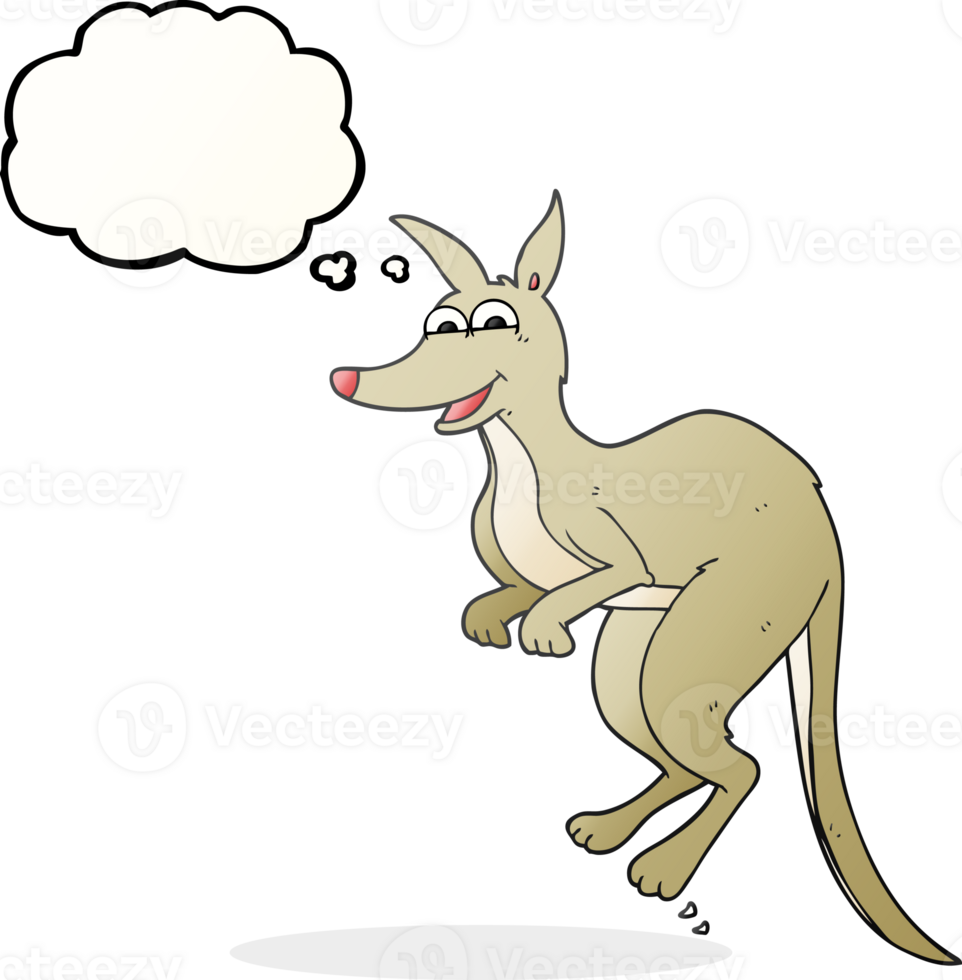 hand drawn thought bubble cartoon kangaroo png