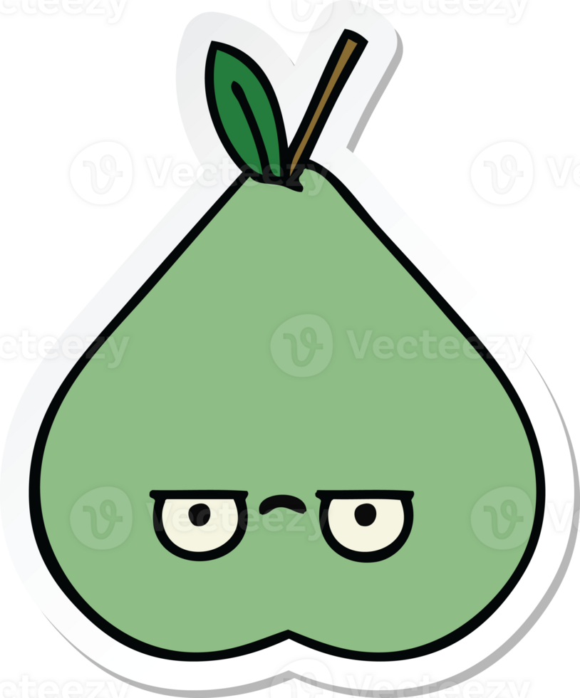 sticker of a cute cartoon green pear png